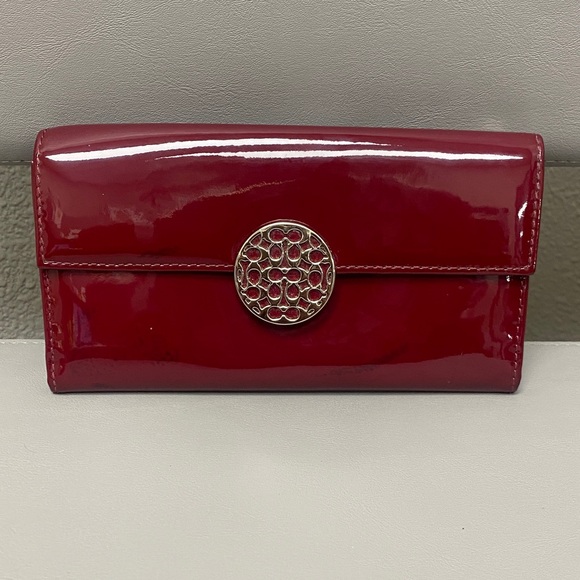 Coach Alexandra, Slim Patent Red Wallet - Picture 1 of 9